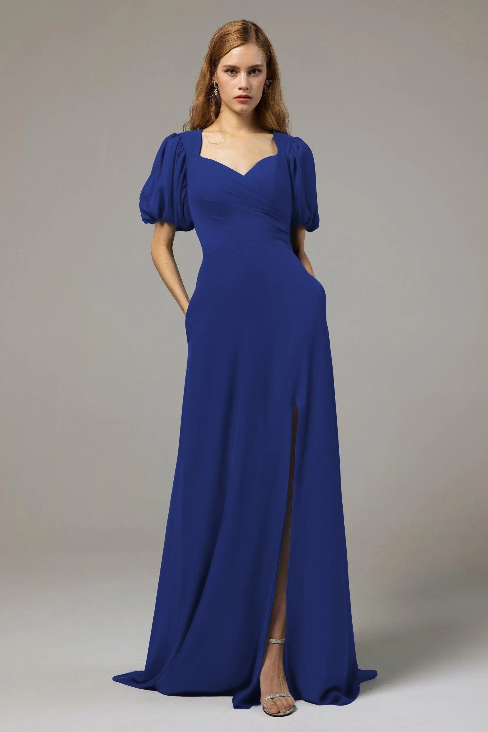 A-Line Floor Length Chiffon Bridesmaid Dress Formal Dresses CB0415