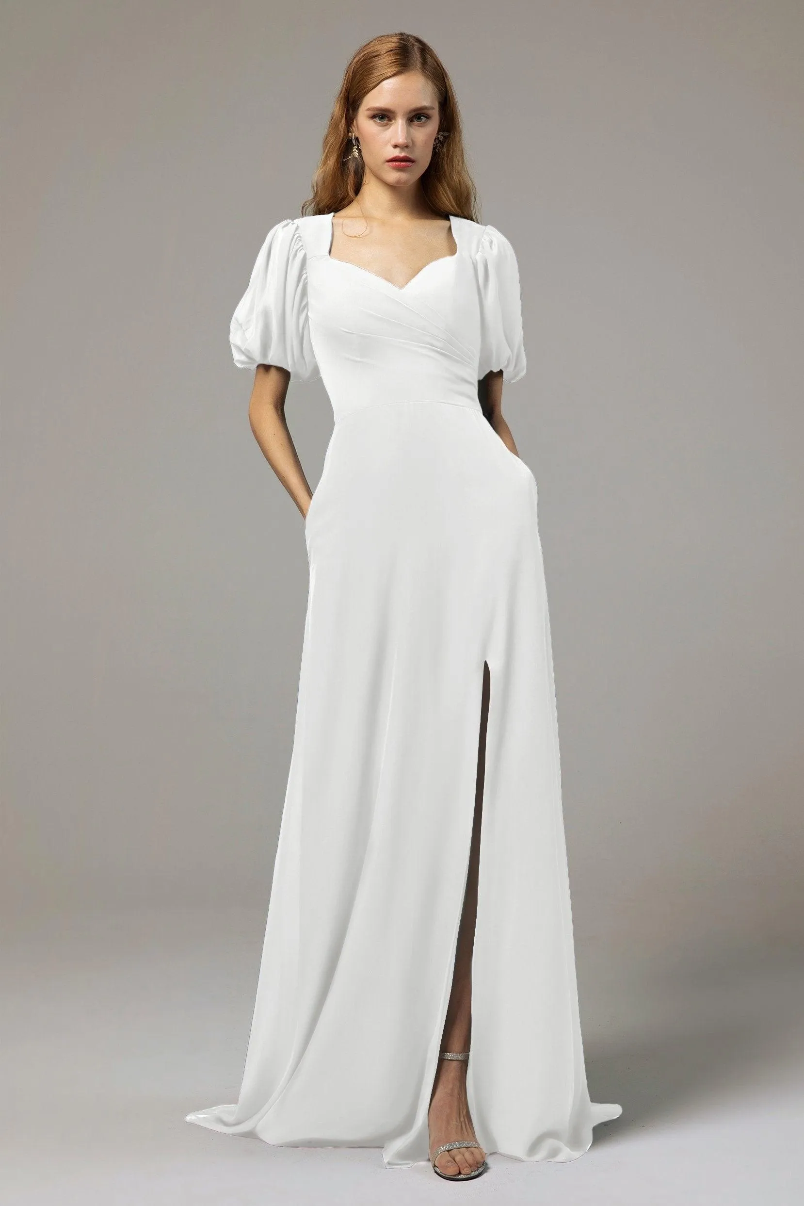 A-Line Floor Length Chiffon Bridesmaid Dress Formal Dresses CB0415