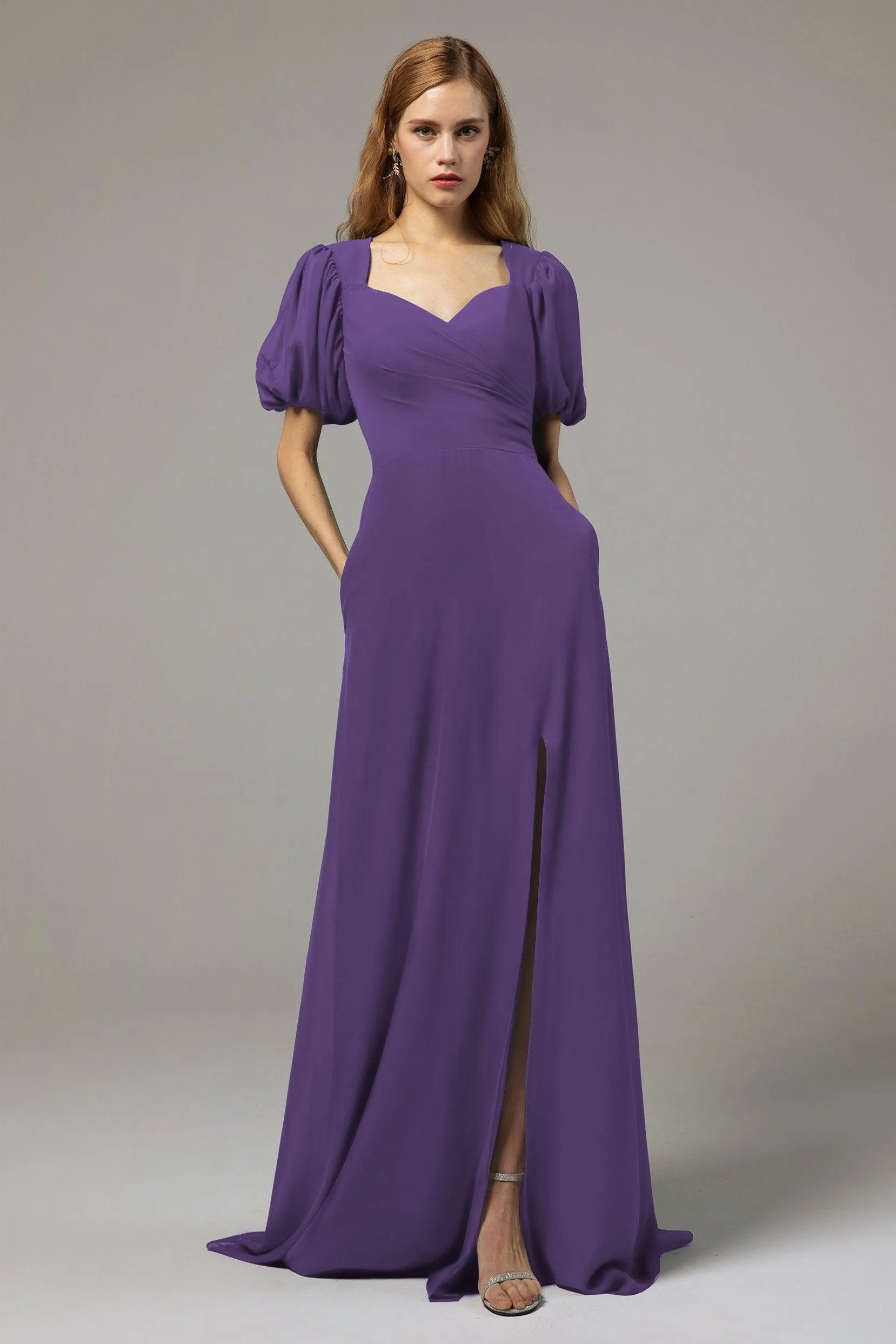 A-Line Floor Length Chiffon Bridesmaid Dress Formal Dresses CB0415