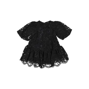 AW24-01/3-Aria dress with sleeves-Black velvet lace