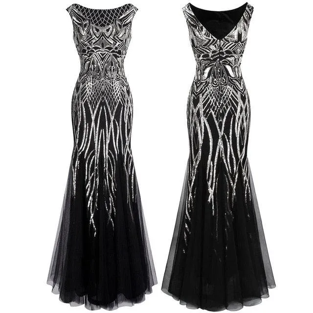 Elegance Vintage Sequin 1920S Flapper Evening Dress