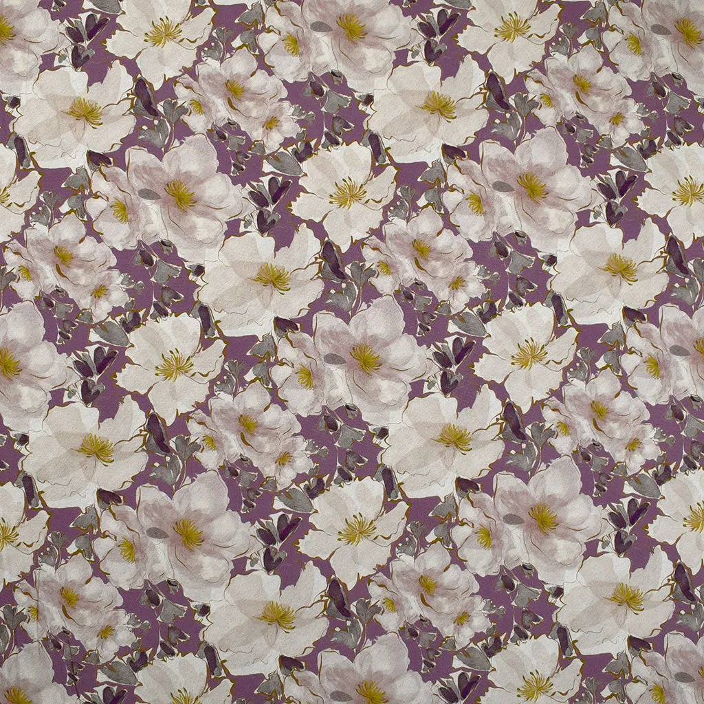 Painterly Autumn Floral Stretch Rayon Poplin Orchid